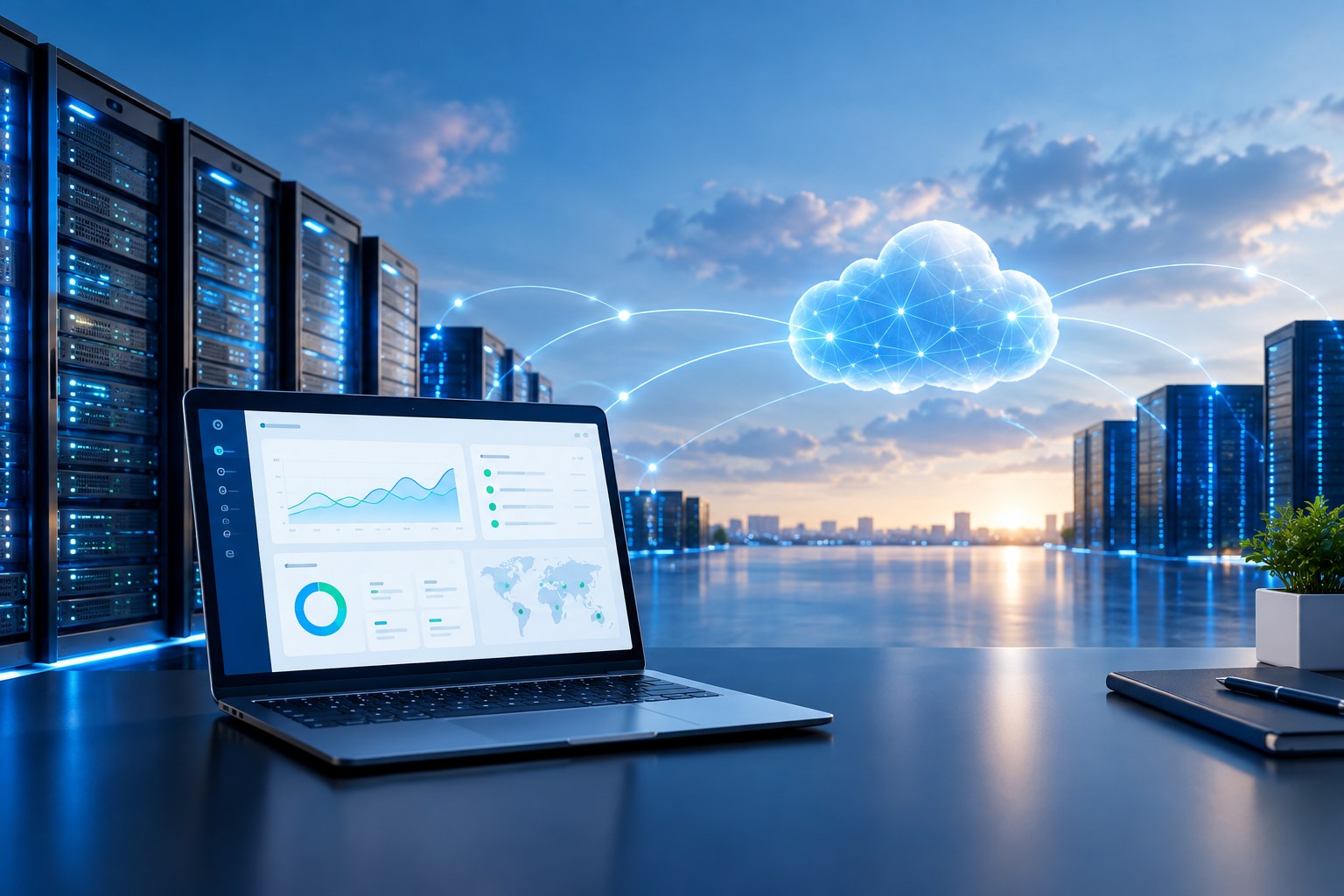 Modern web hosting servers and cloud infrastructure